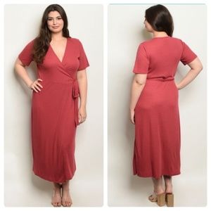 Boutique Plus Size Midi Wrap Dress